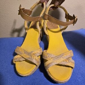 Tory Burch Yellow Camelia Espadrille Wedges